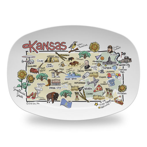 Picture of Fishkiss Kansas platter; FP-KS